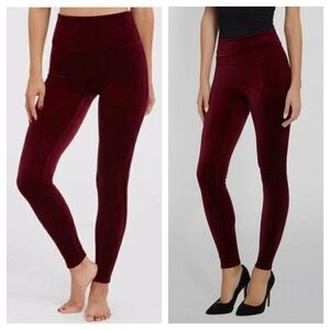NWT Spanx Red/Burgundy Velvet Leggings